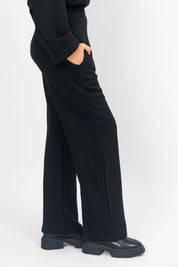 Fleece Wide Leg Pant with Pocket - Black