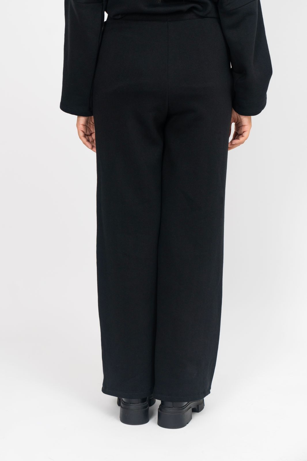Fleece Wide Leg Pant with Pocket - Black