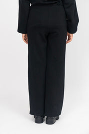 Fleece Wide Leg Pant with Pocket - Black