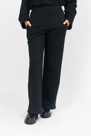Fleece Wide Leg Pant with Pocket - Black