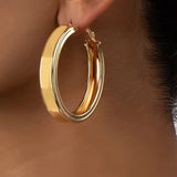 Satin Round Hoop Earrings Chunky golden Hoop