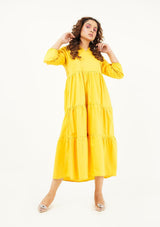 V Neck Collared Dress - classic yellow