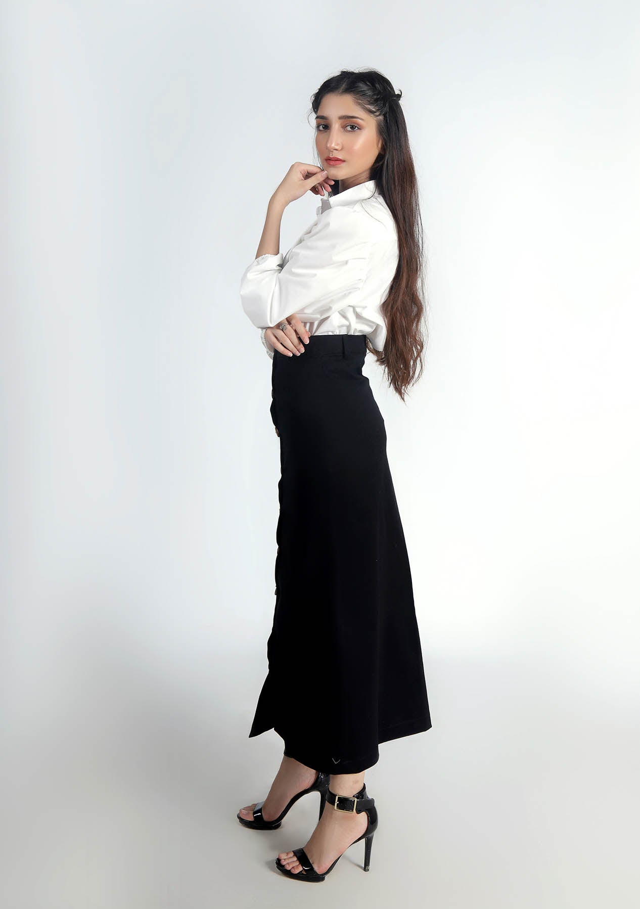 Puff Sleeve Poplin Shirt - White
