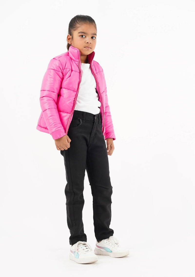 Girls Puffer Jacket - Fuchsia Pink