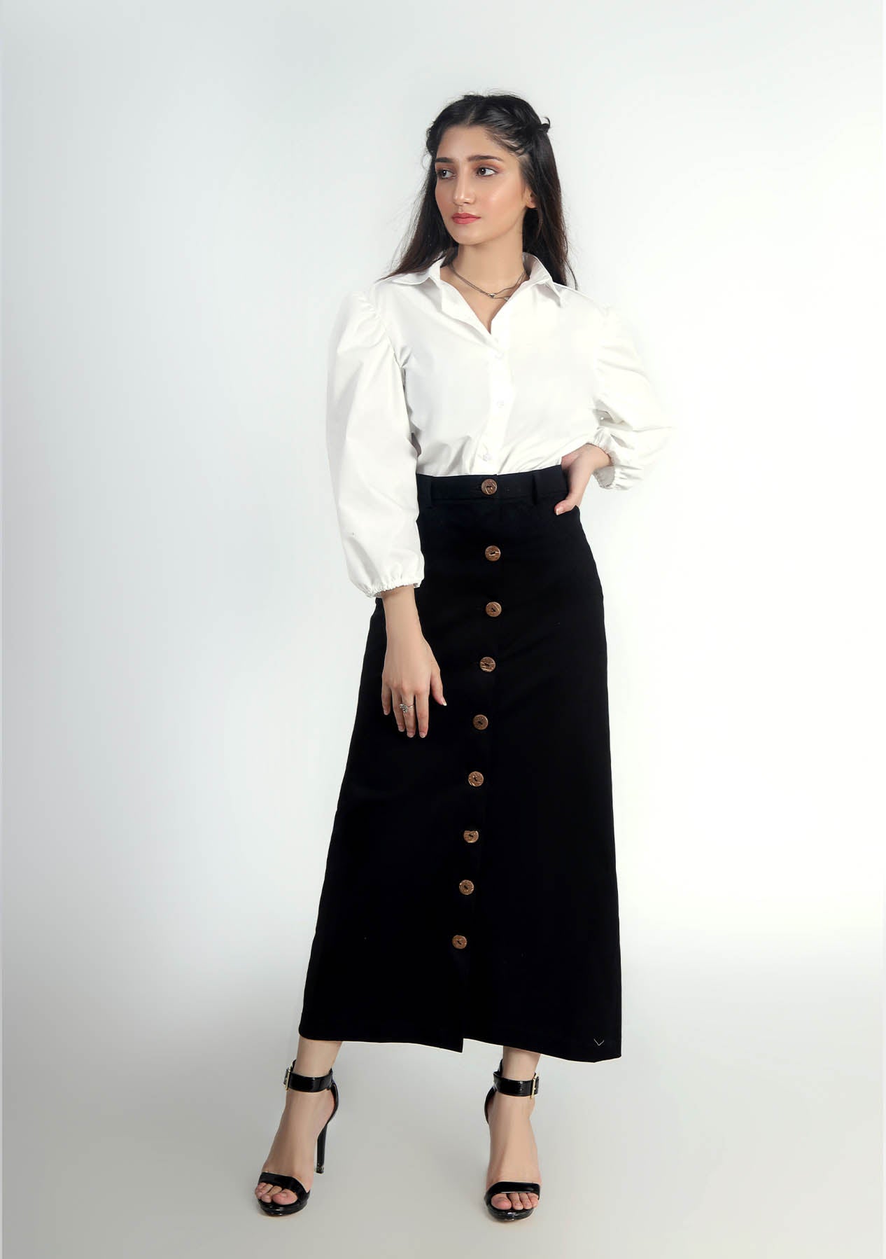 Puff Sleeve Poplin Shirt - White