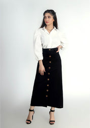 Puff Sleeve Poplin Shirt - White