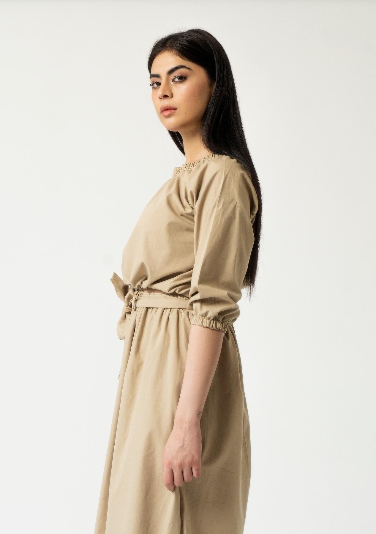Off Shoulder Cropped Top - Khaki