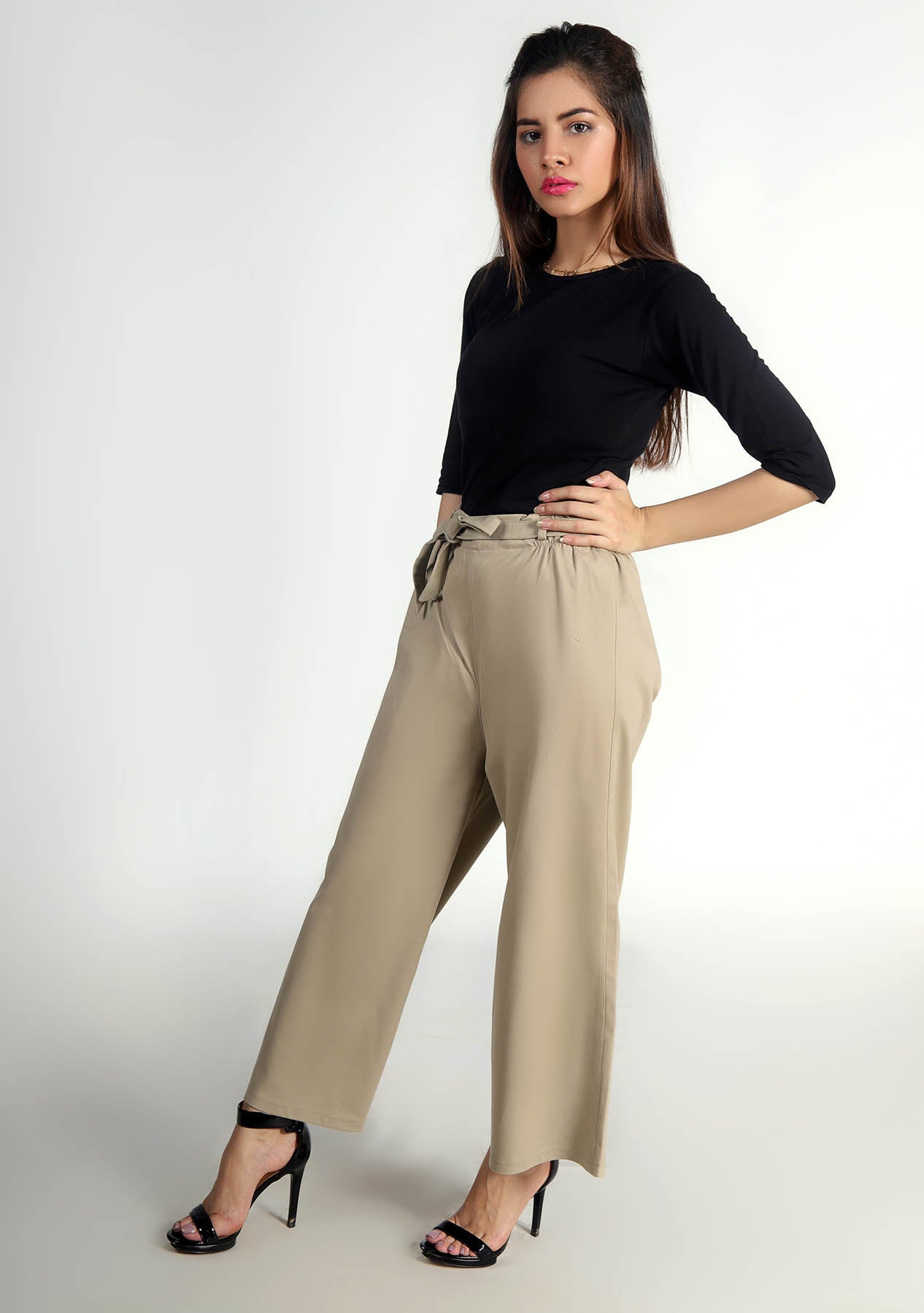 Tie Waist Culotte - Beige