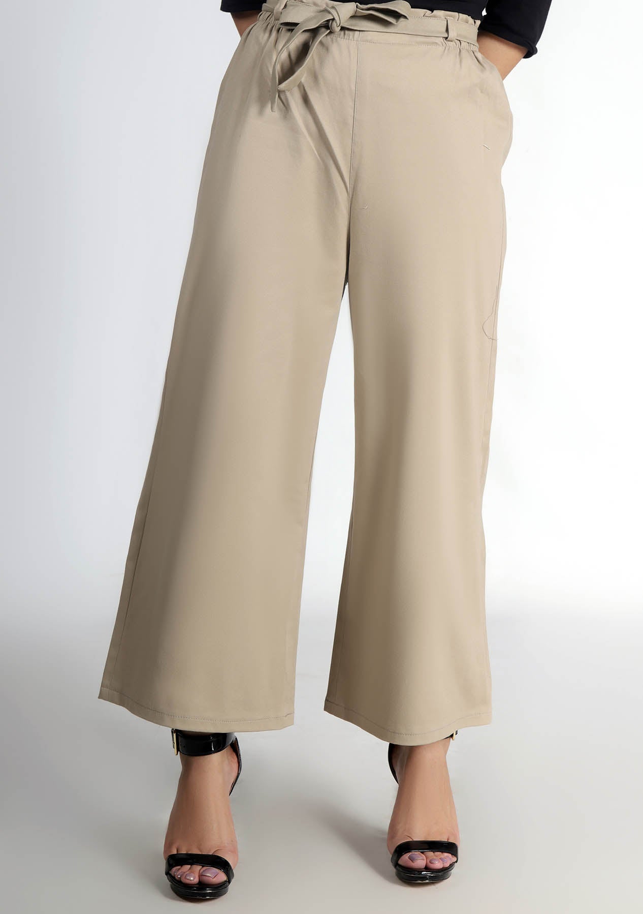 Tie Waist Culotte - Beige
