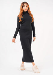 Long Knitted Dress - Black