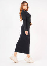 Long Knitted Dress - black