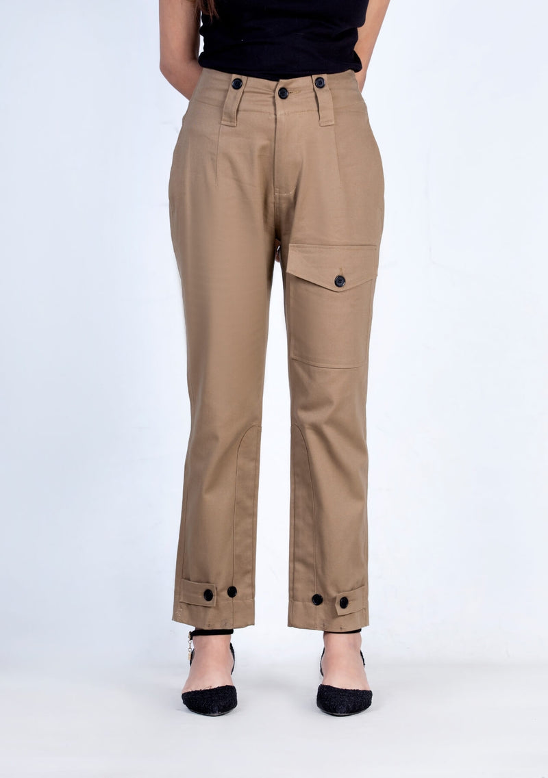 Button cuff ankle pant  -women pant