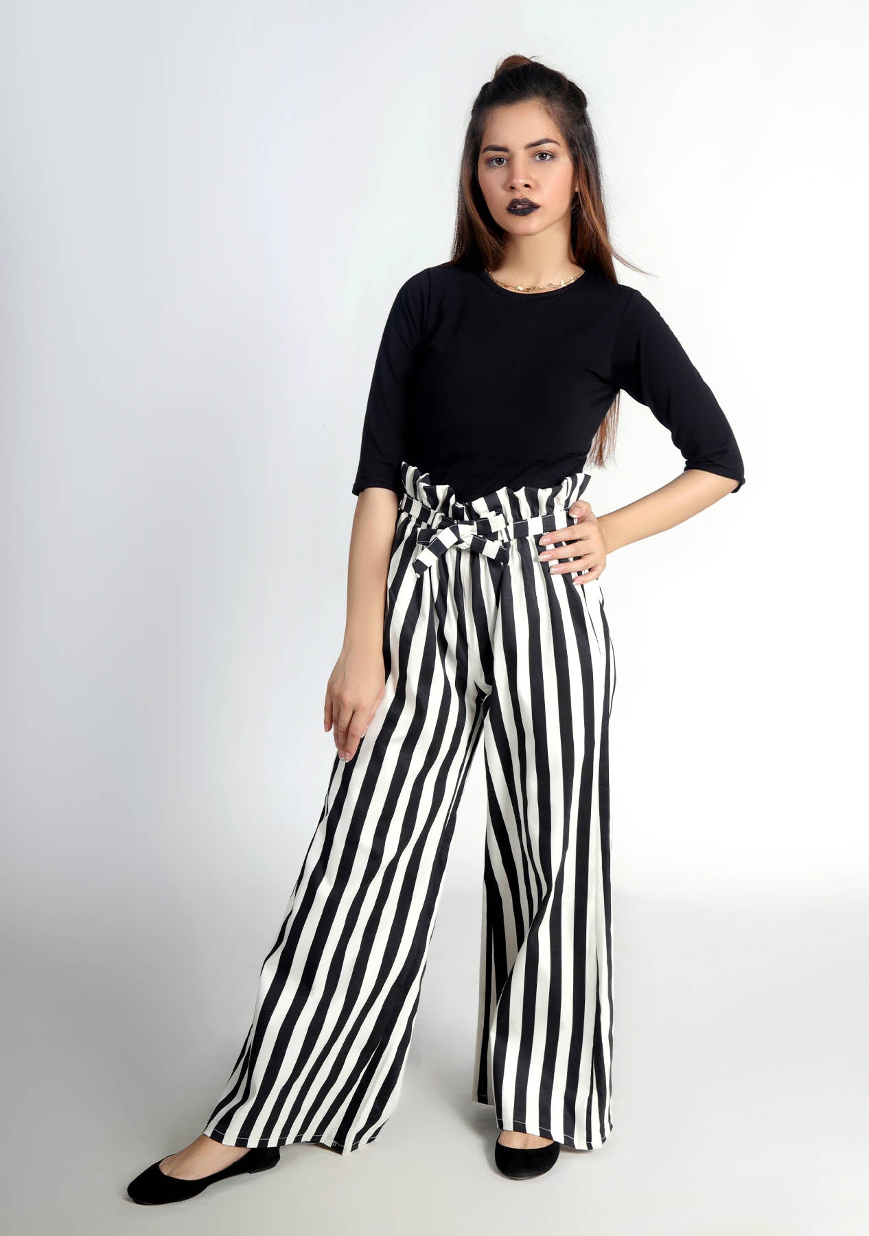 western pant - wide leg paper bag pant - women pant pakistan