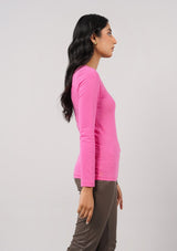 Scoop Neck T-Shirt - Fuchsia Pink