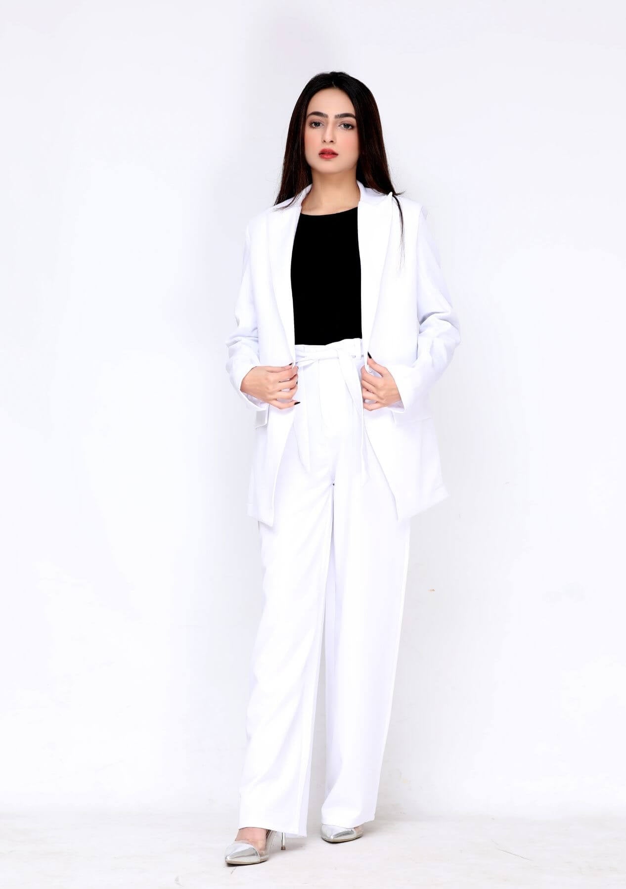 Long Blazer - White (Polyester)