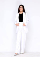Long blazer in white polyester