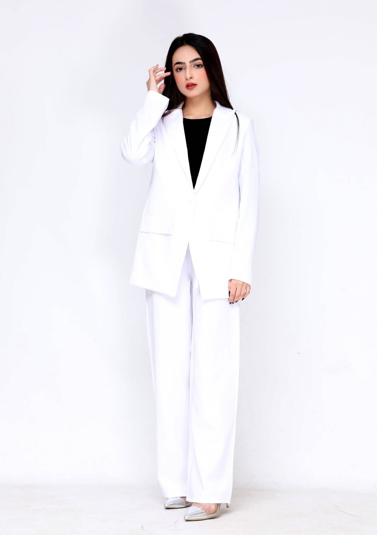 Long Blazer - White (Polyester)