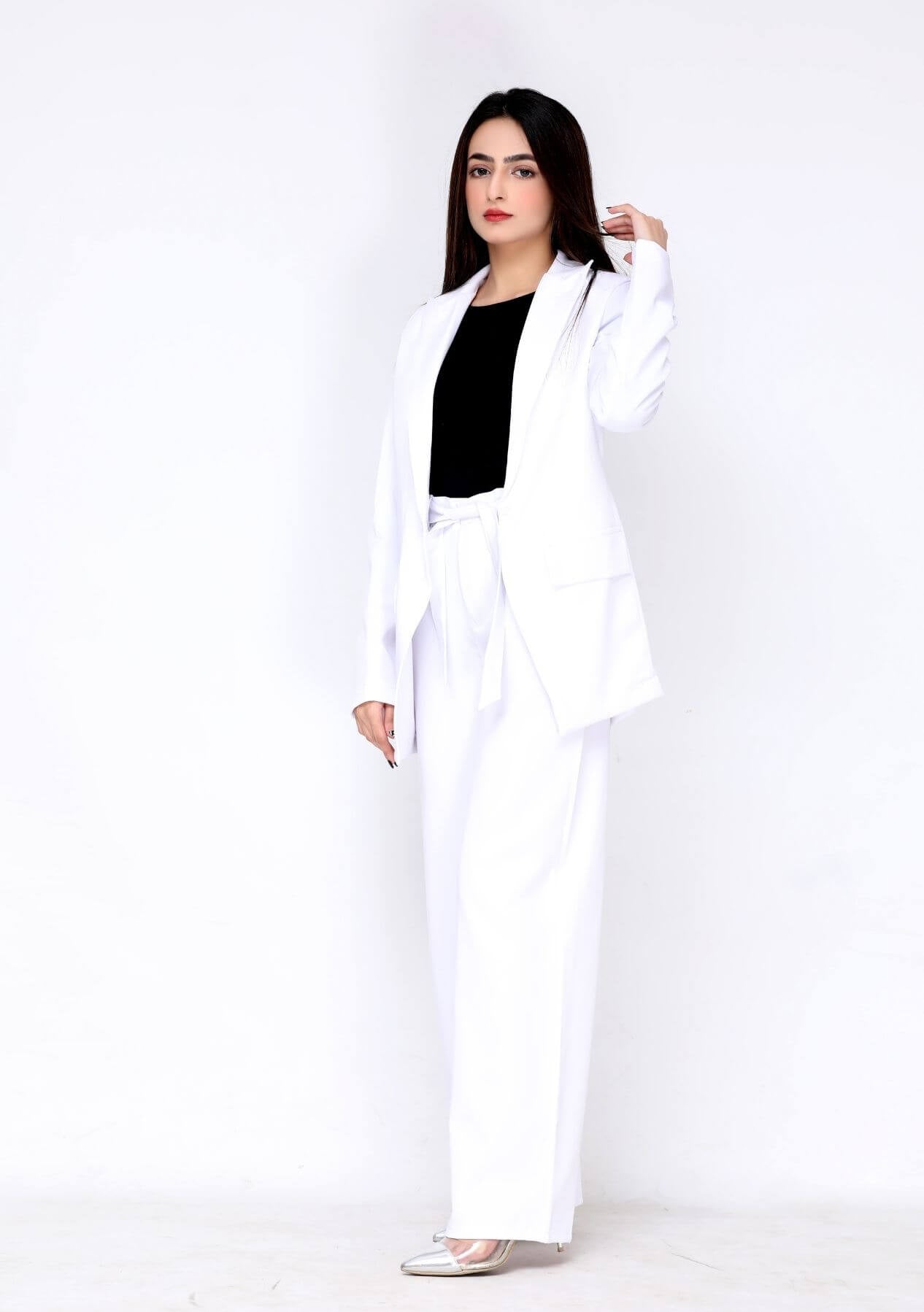 Long Blazer - White (Polyester)