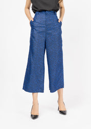High Waisted Culotte - Blue & Black Printed