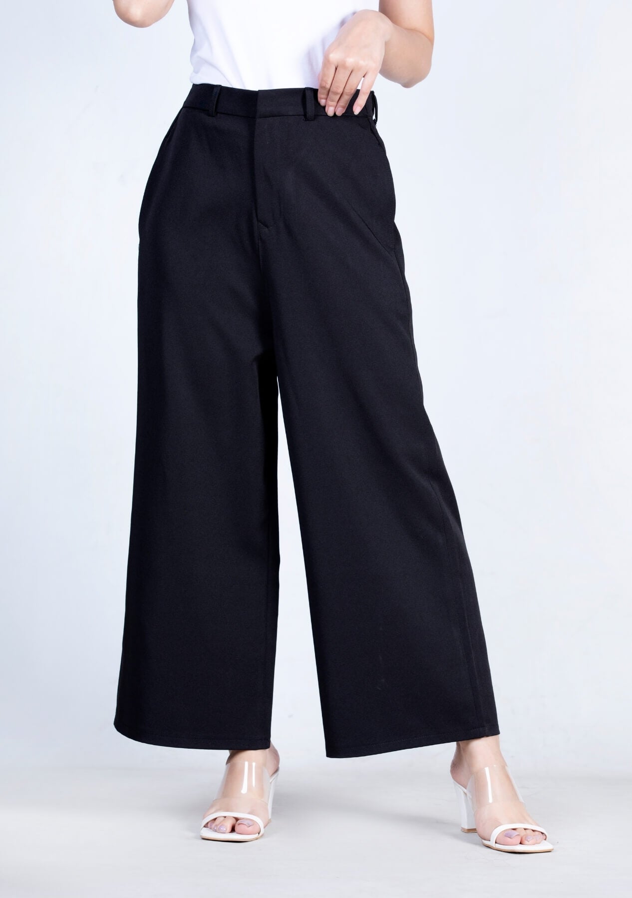 High Waisted Culotte - Black (Polyester)