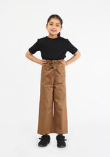 Girls  Wide Leg Paper Bag Pant - Brown