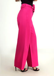 High Rise Wide Leg Pant in Hot Pink w Pocket