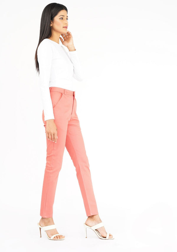 Straight Pant with Pockets - Coral Pink