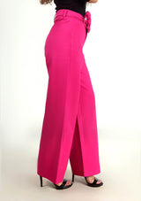 High Rise Wide Leg Pant in Hot Pink w Pocket