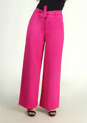 High Rise Wide Leg Pant in Hot Pink w Pocket