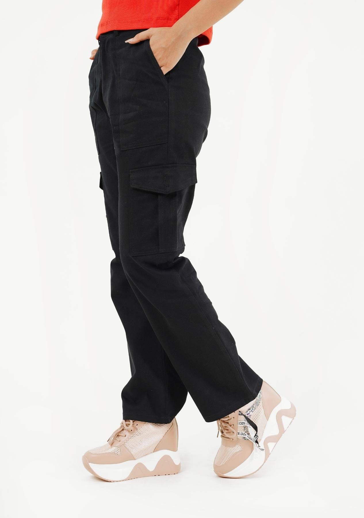 High Waisted Cargo Pant - black
