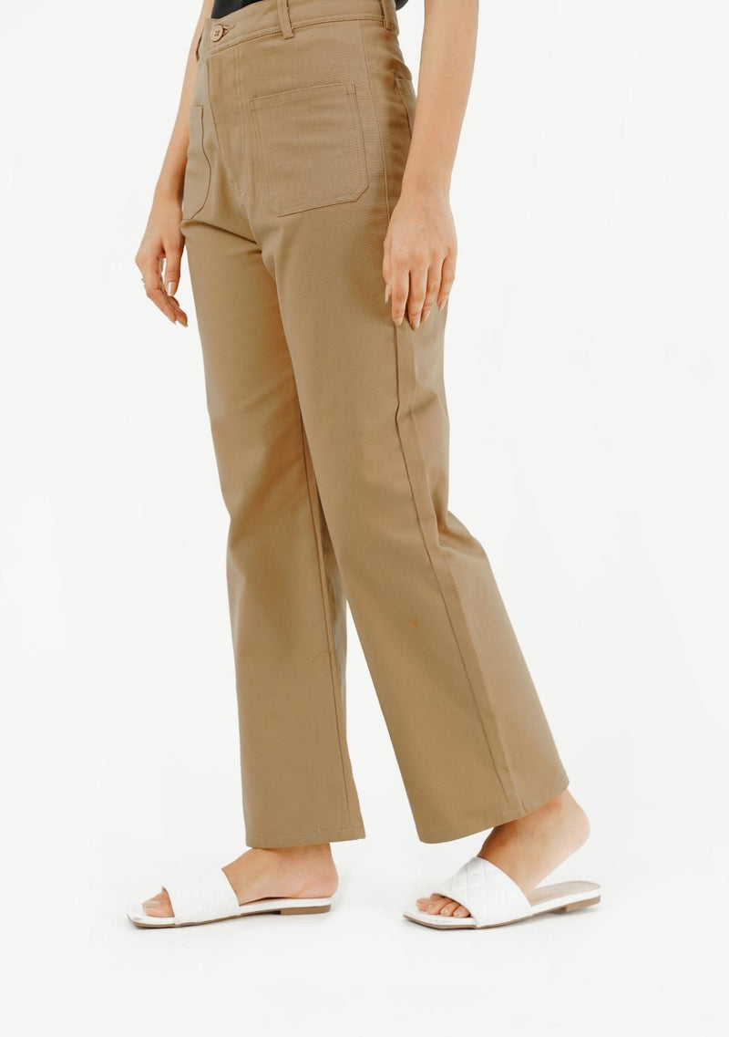 Wide Leg Front Pocket Pant - brown