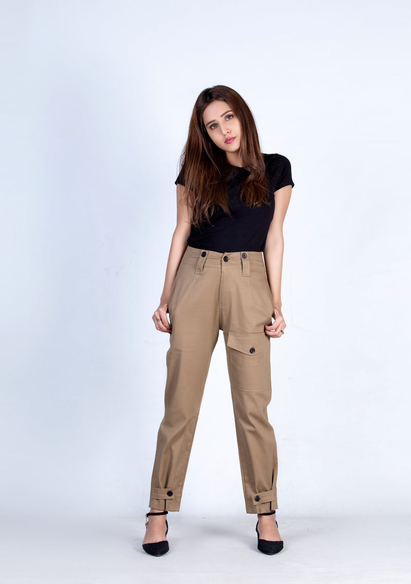 Button cuff ankle pant  -women pant