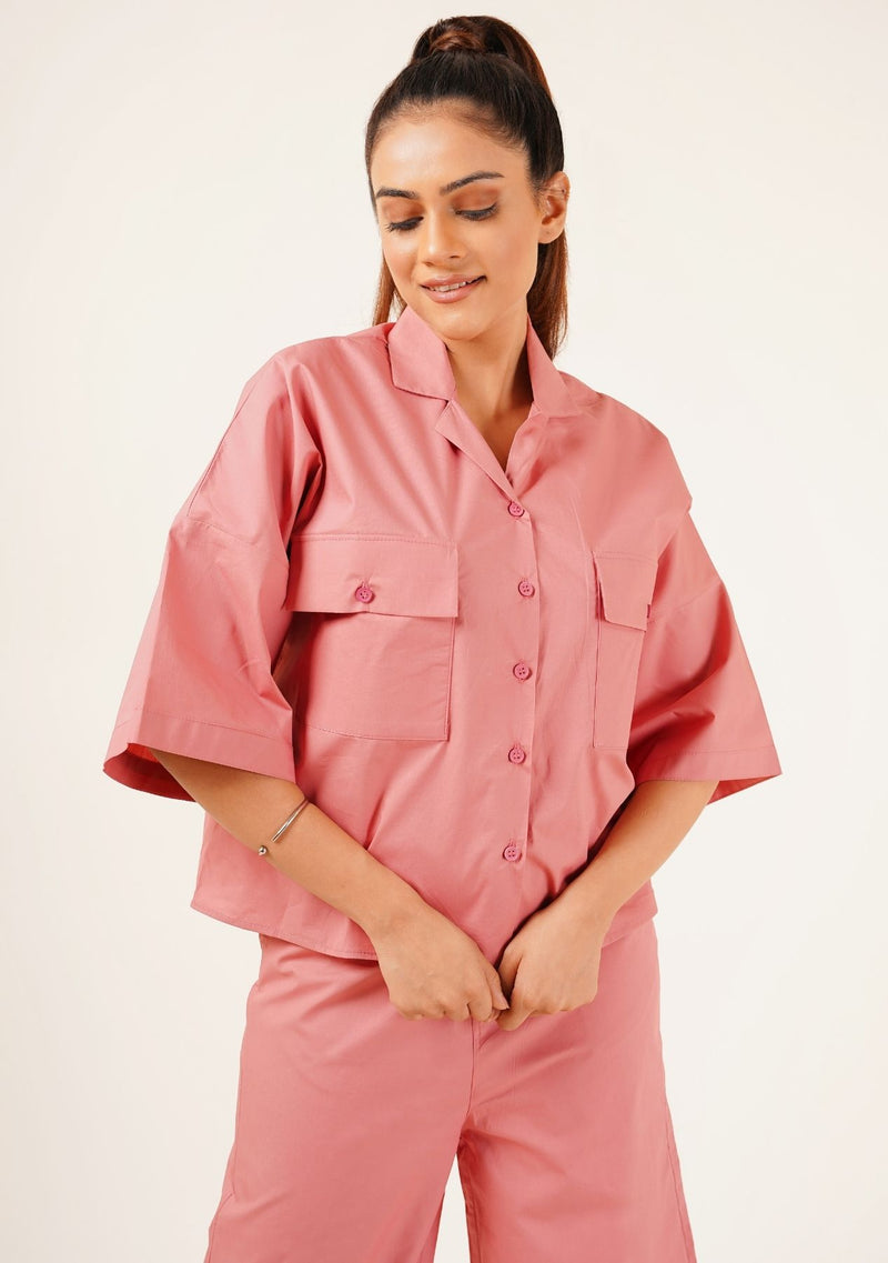 Boxy Pocket Fit Shirt - tea pink