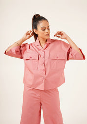 Boxy Pocket Fit Shirt - Tea Pink