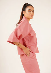 Boxy Pocket Fit Shirt - Tea Pink