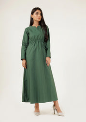 Notch Collar Maxi Dress - bottle green