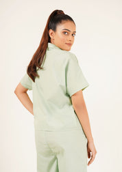 Short Sleeve Collared Top - light green