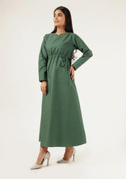 Notch Collar Maxi Dress - bottle green