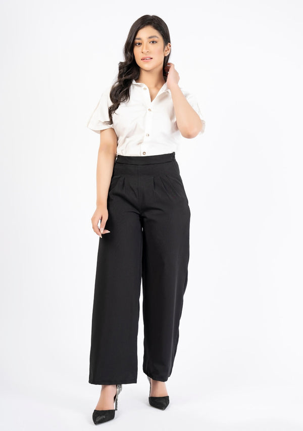 Women Wide Leg Darted Pant - Nine Ninety Nine - 999.com.pk