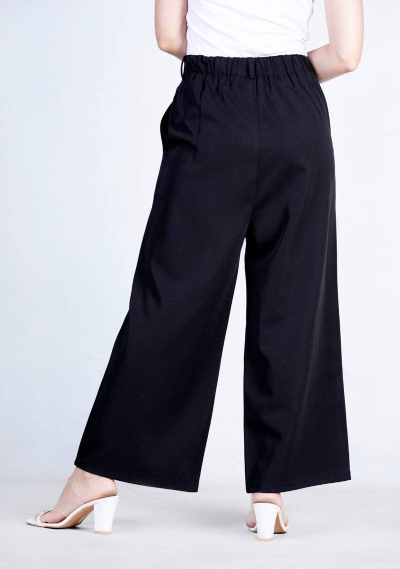 Amazon.com: Pants for Women - Elastic Waist Solid Culotte Pants (Color :  Black, Size : Small) : Clothing, Shoes & Jewelry