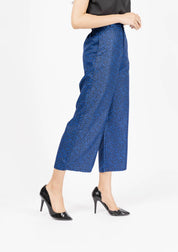 High Waisted Culotte - Blue & Black Printed