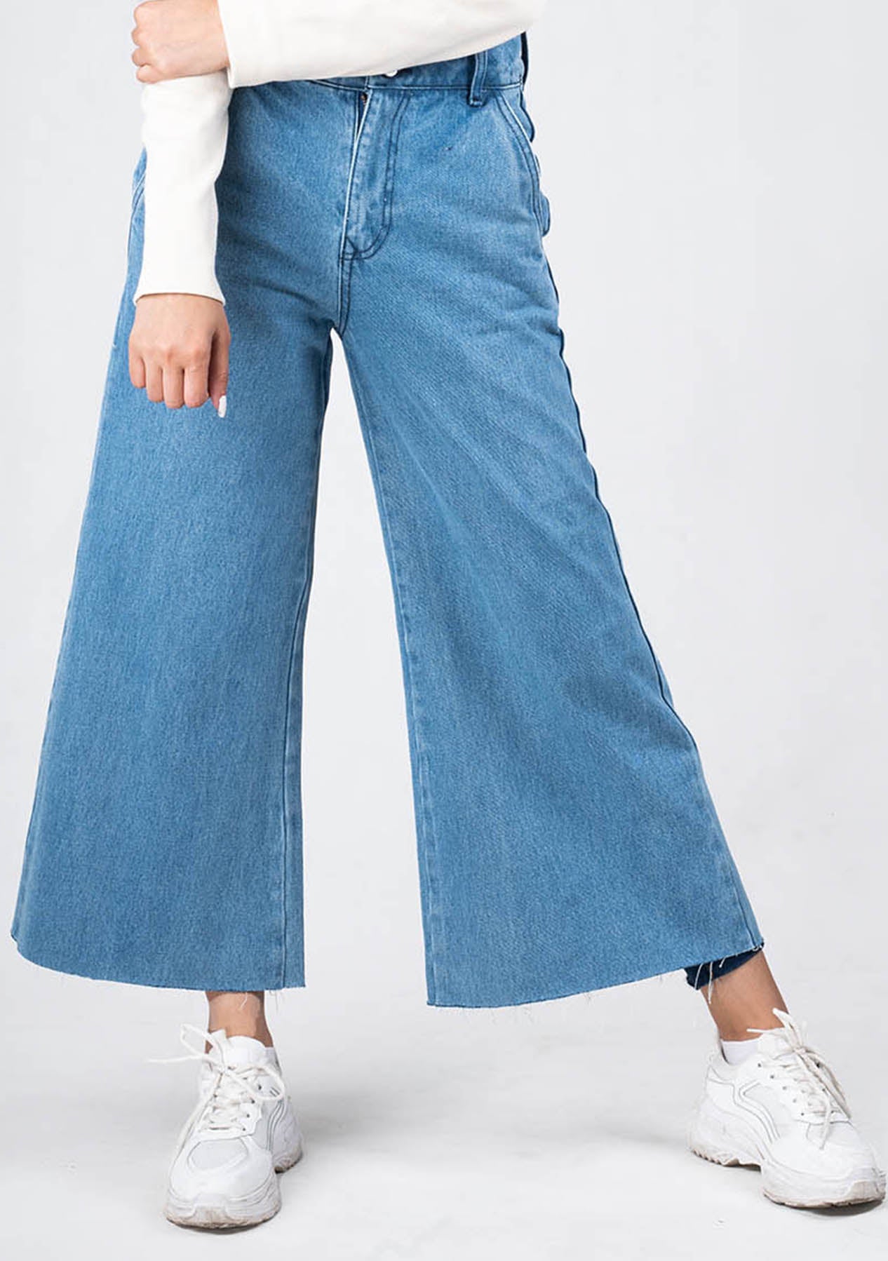 Button High Waisted Wide Leg Jean Nine Ninety Nine