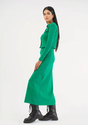 Knit Skirt with Golden Button - green