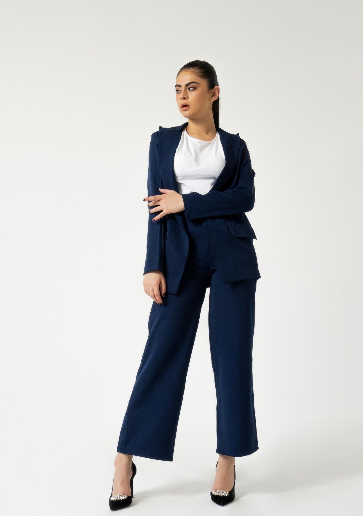 Long blazer pant suits best sale