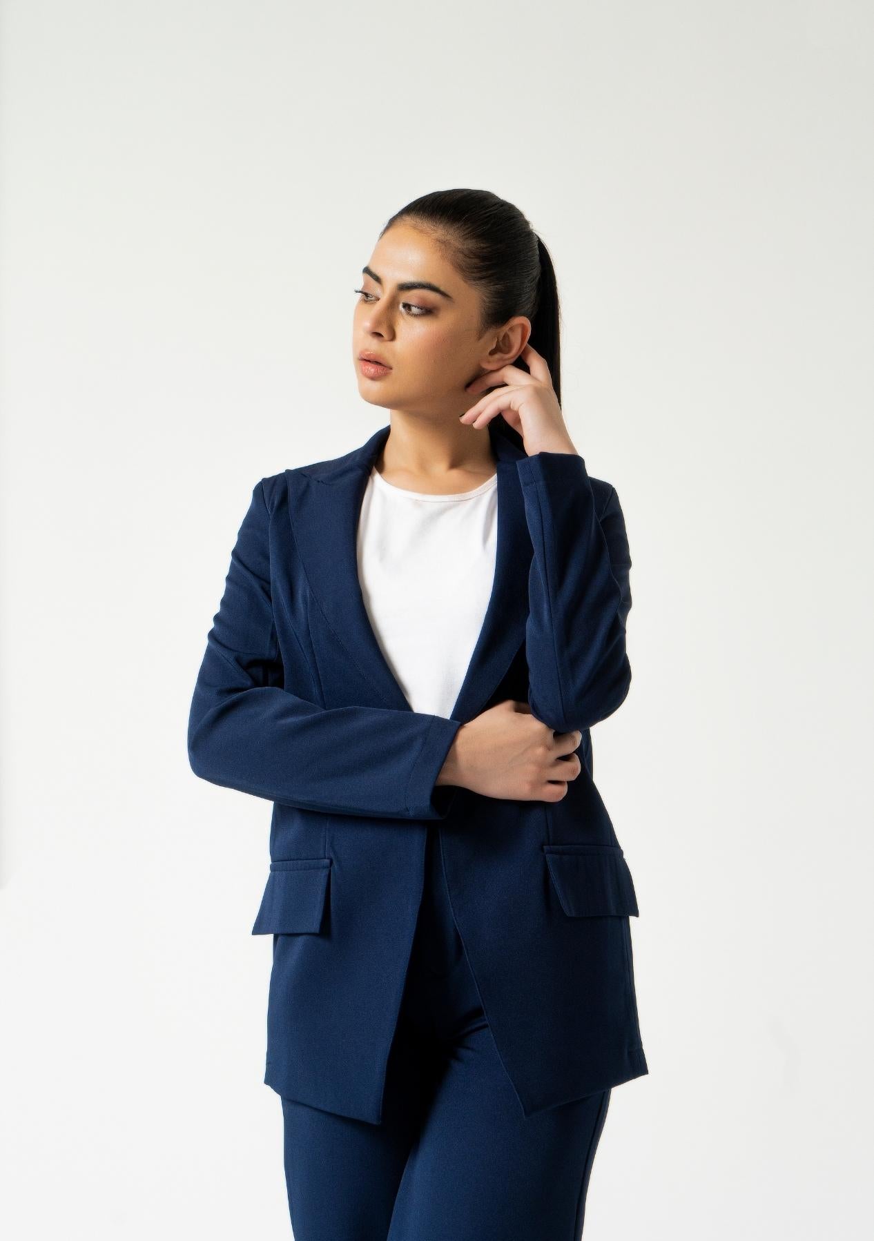 Long Blazer - Navy Blue