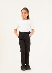 Girls Straight Pant - Black w Pocket
