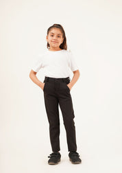 Girls Straight Pant - Black w Pocket