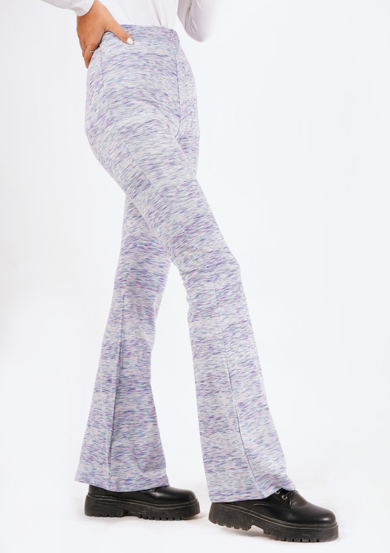 Flared Knit Pant - blue white candy stripes (summer knit)