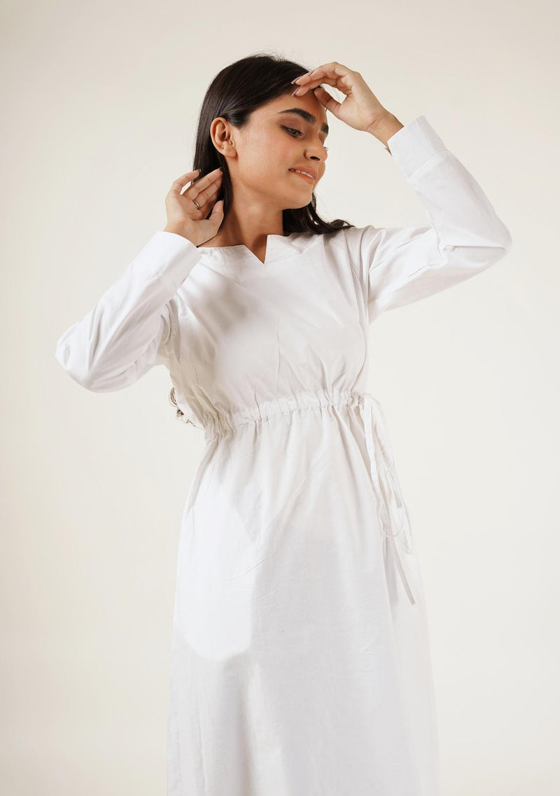 Notch Collar Maxi Dress - white