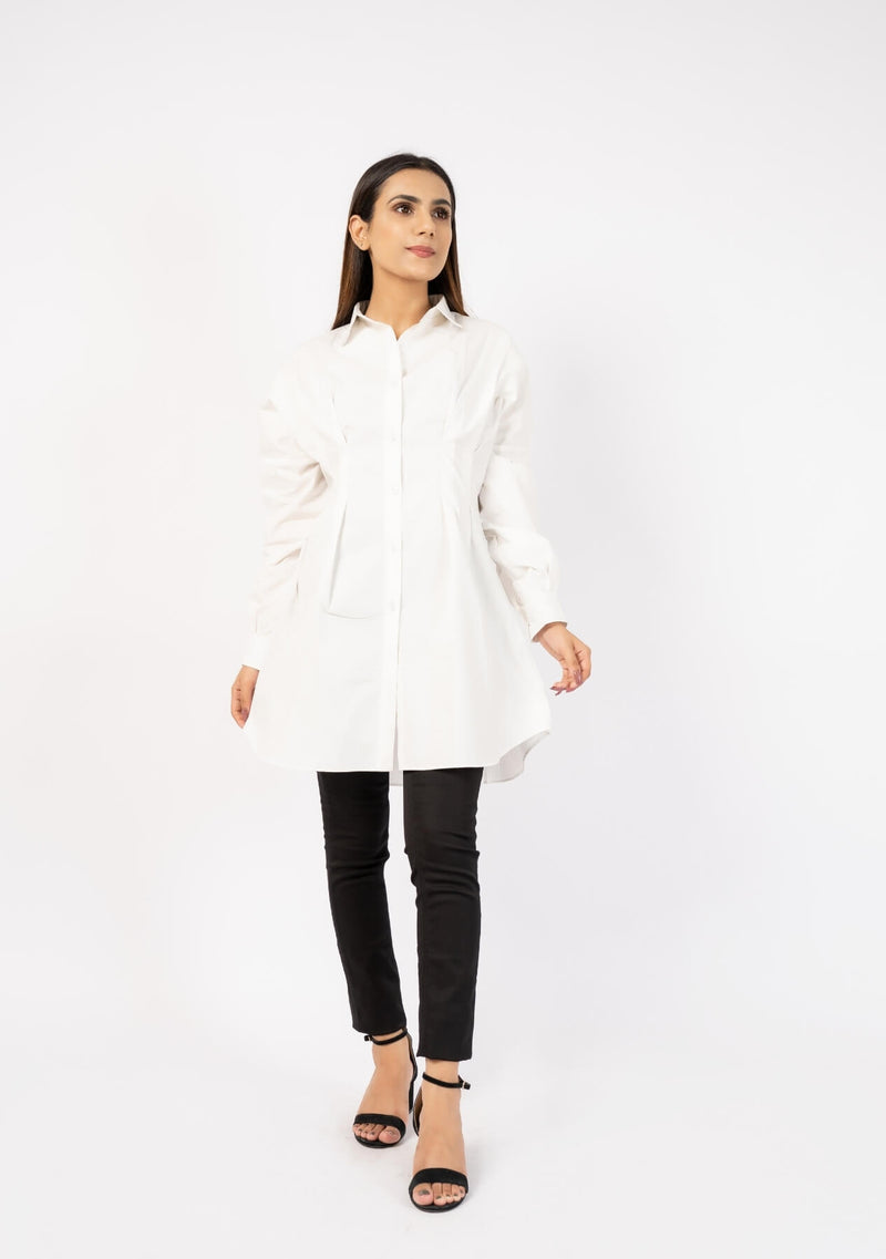 Mini Shirt Dress - white
